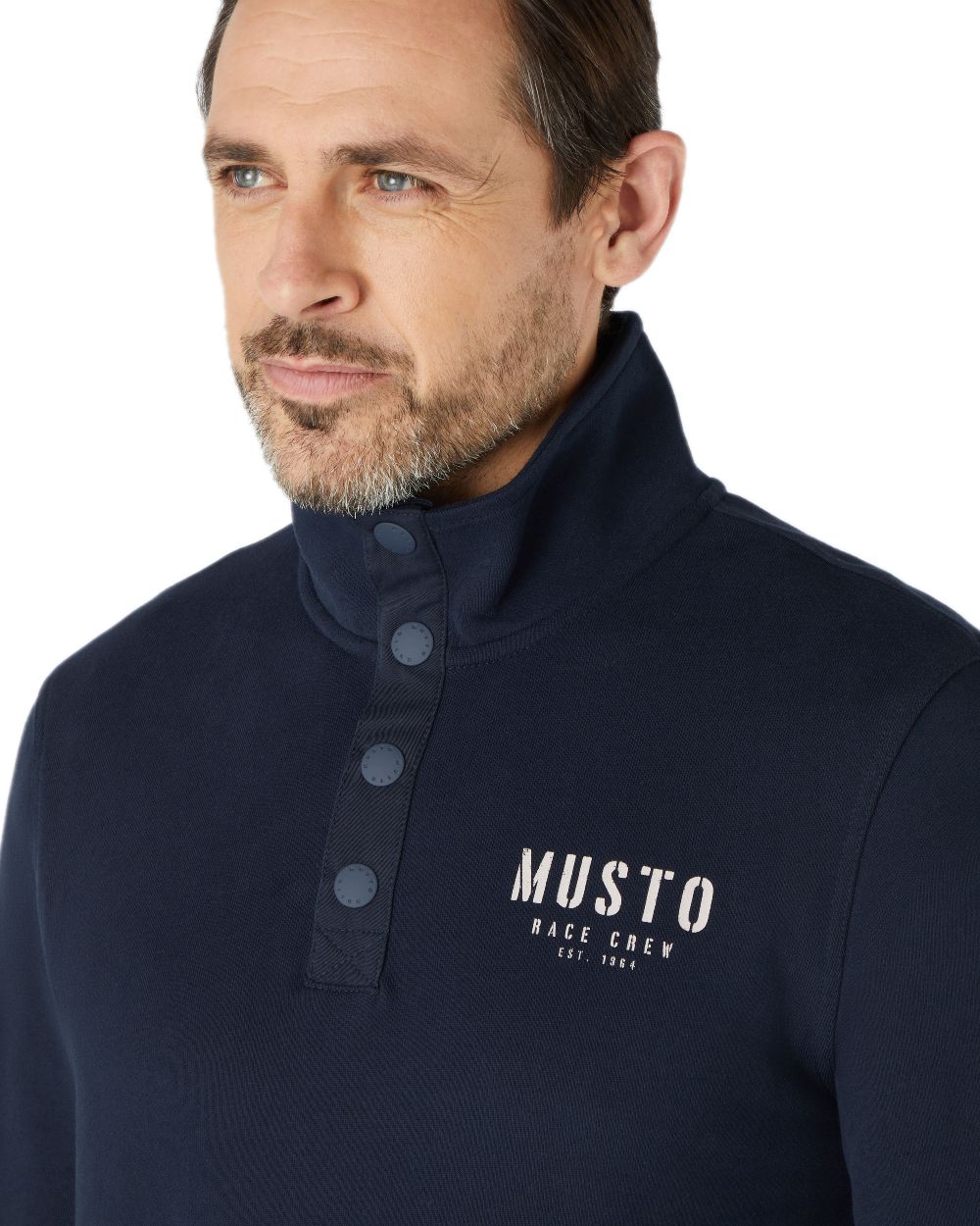 Navy Coloured Musto Mens Marina Half Snap Sweater 2.0 on white background 