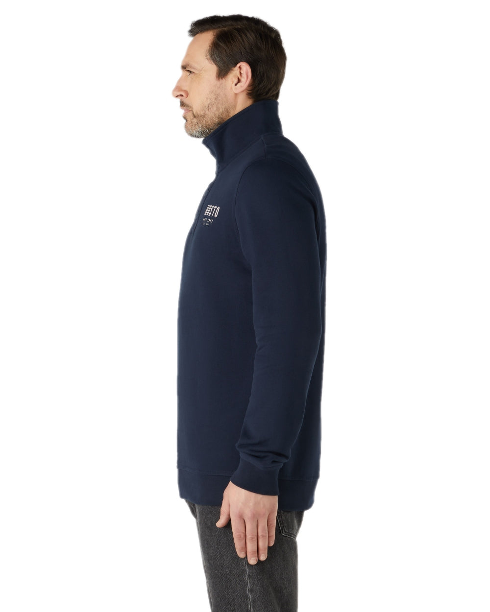 Navy Coloured Musto Mens Marina Half Snap Sweater 2.0 on white background 