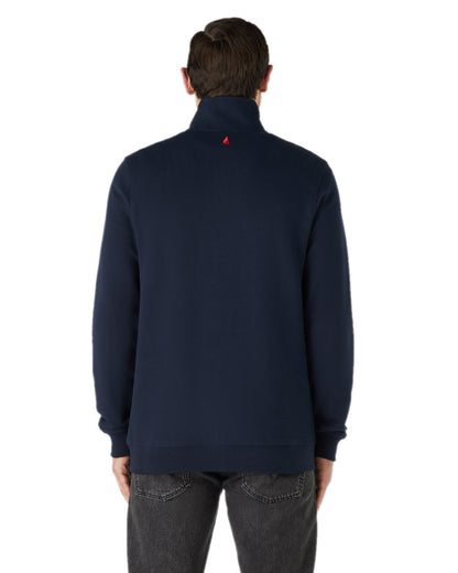 Navy Coloured Musto Mens Marina Half Snap Sweater 2.0 on white background 