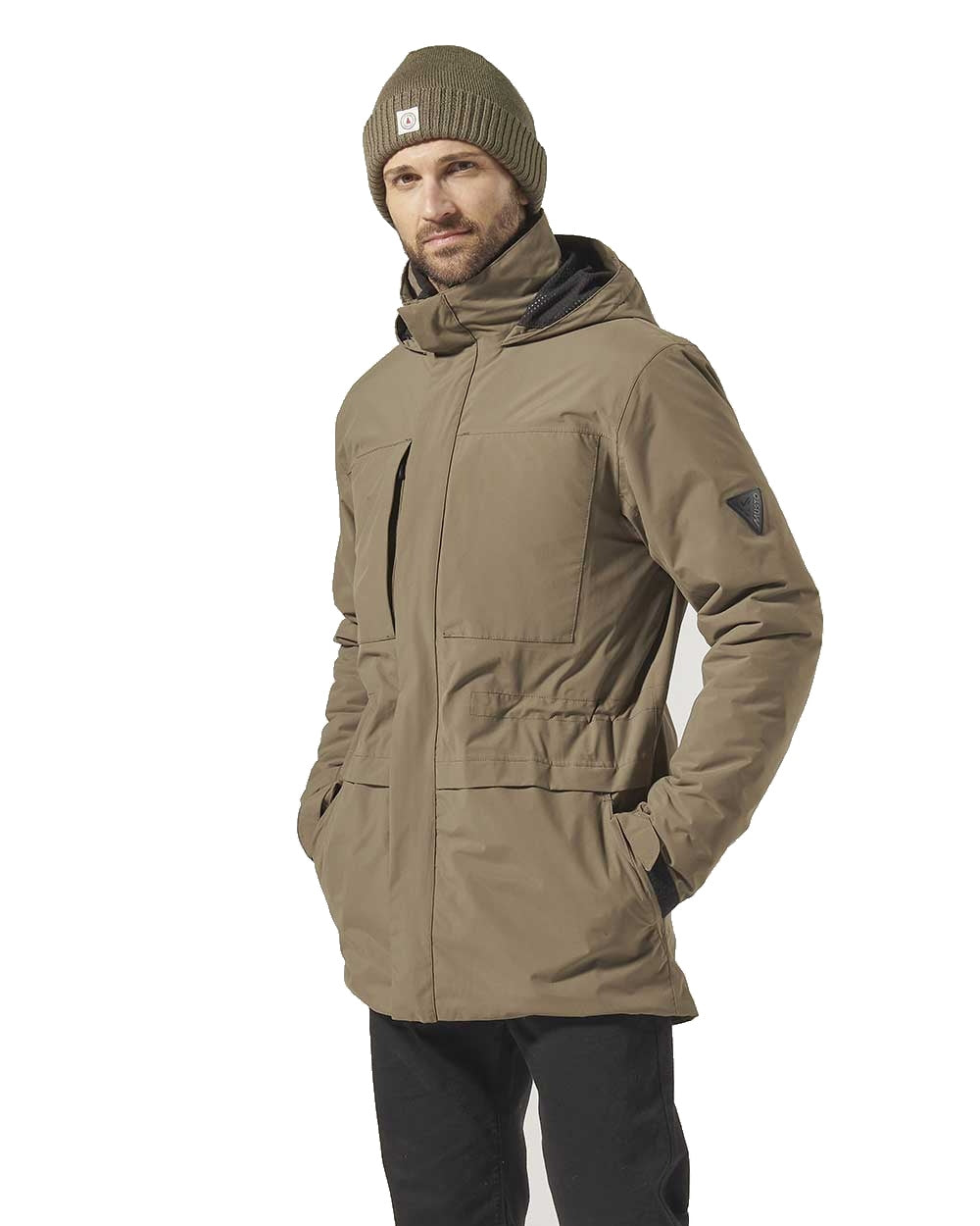 Crocodile coloured Musto Mens Marina Primaloft 3 in 1 Parka on white background 