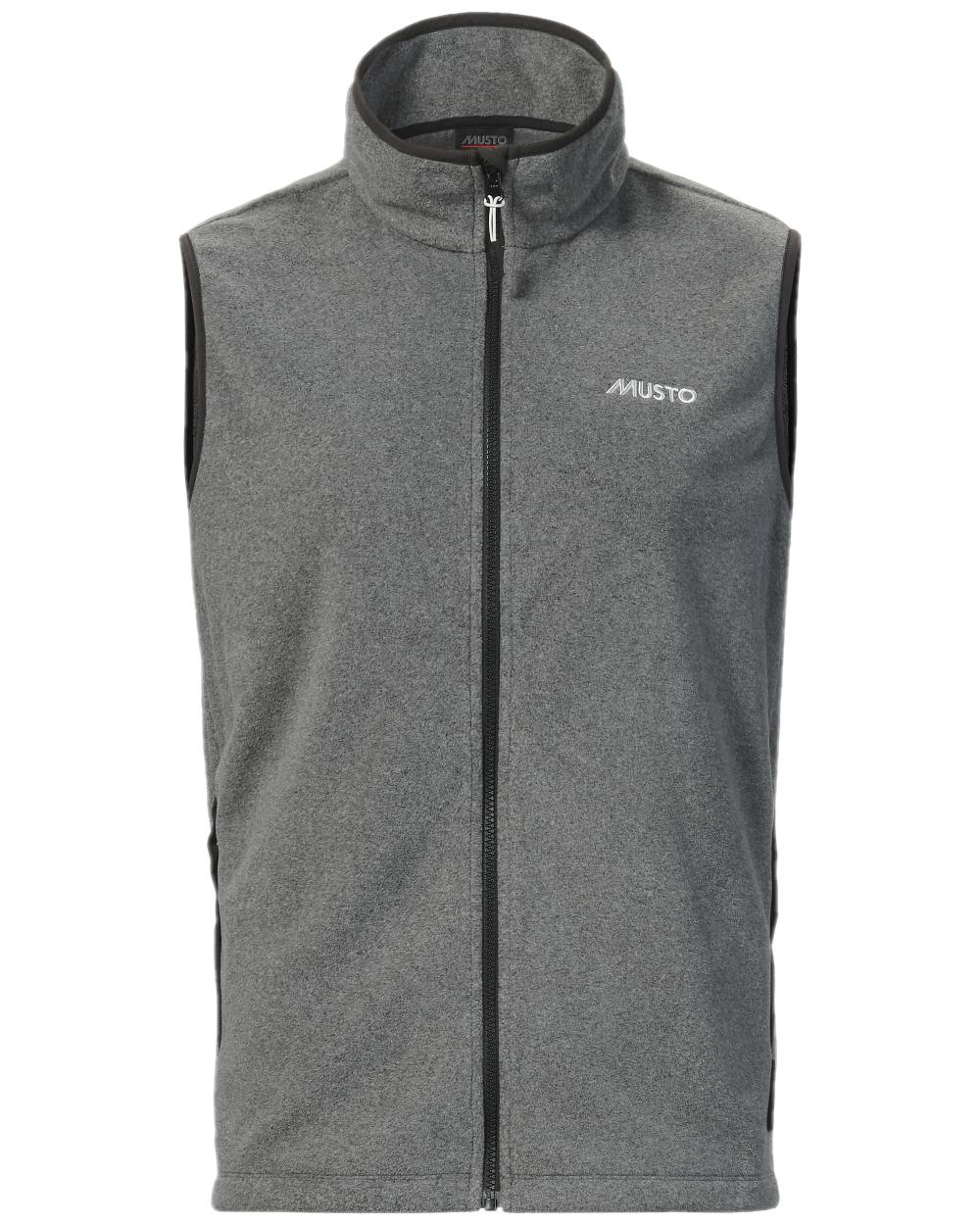 Dark Grey Marl Coloured Musto Mens Nautic Polartec Fleece Vest on white background 