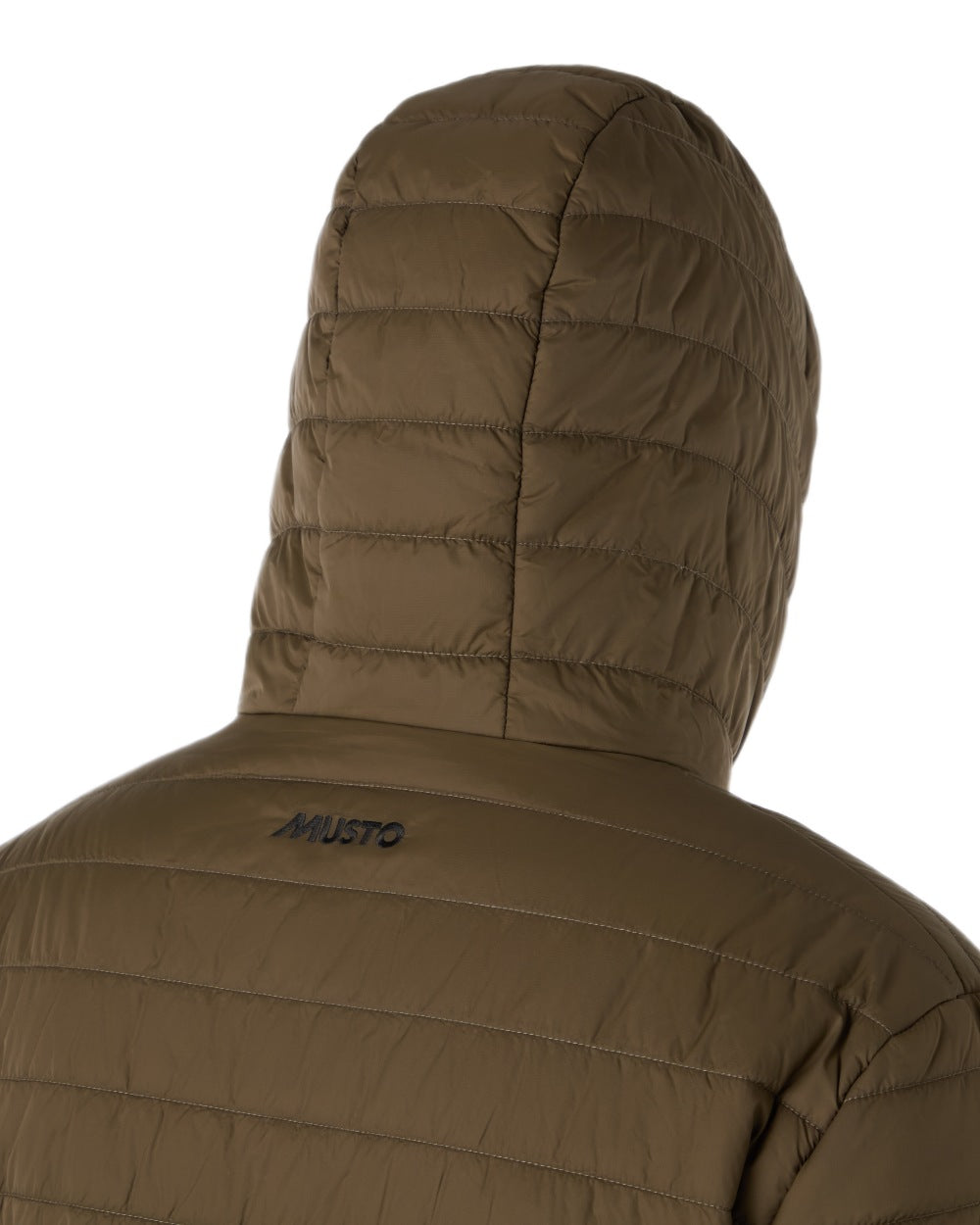 Crocodile Coloured Musto Mens Original Lite Hooded Puffer Jacket on white background 