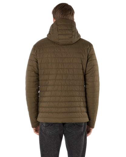 Crocodile Coloured Musto Mens Original Lite Hooded Puffer Jacket on white background 