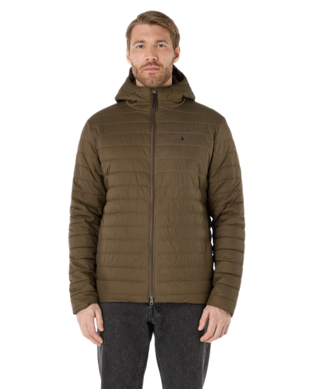 Crocodile Coloured Musto Mens Original Lite Hooded Puffer Jacket on white background 