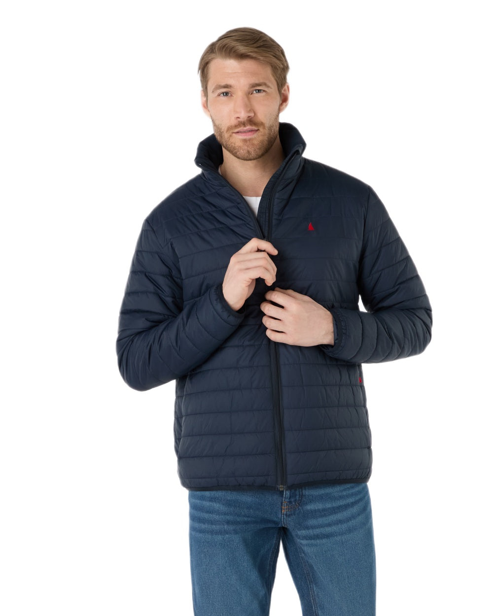 Navy Coloured Musto Mens Original Lite Puffer Jacket on white background 