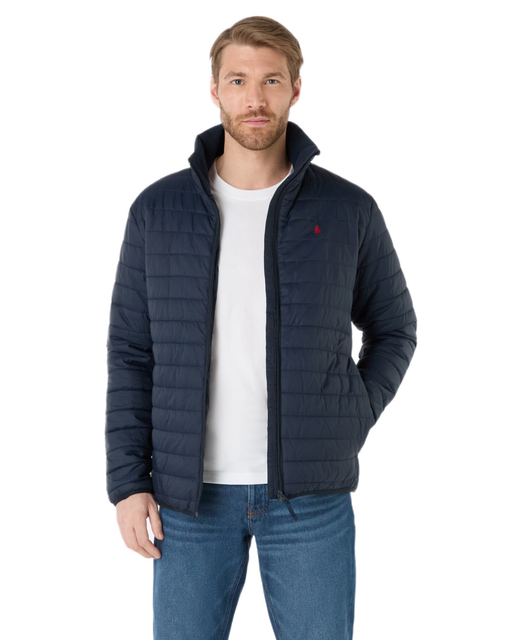 Navy Coloured Musto Mens Original Lite Puffer Jacket on white background 