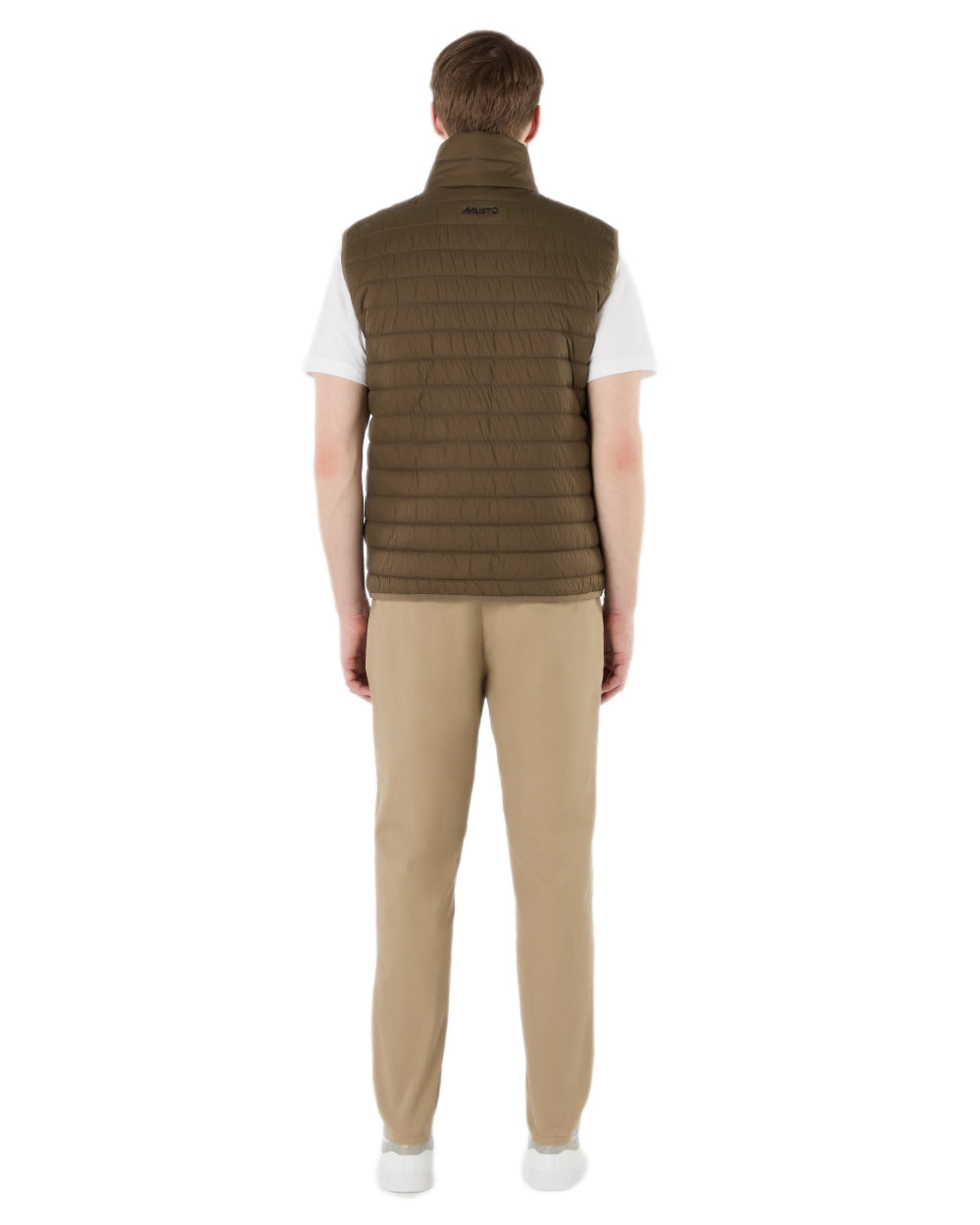 Crocodile Coloured Musto Mens Original Lite Puffer Vest on white background 
