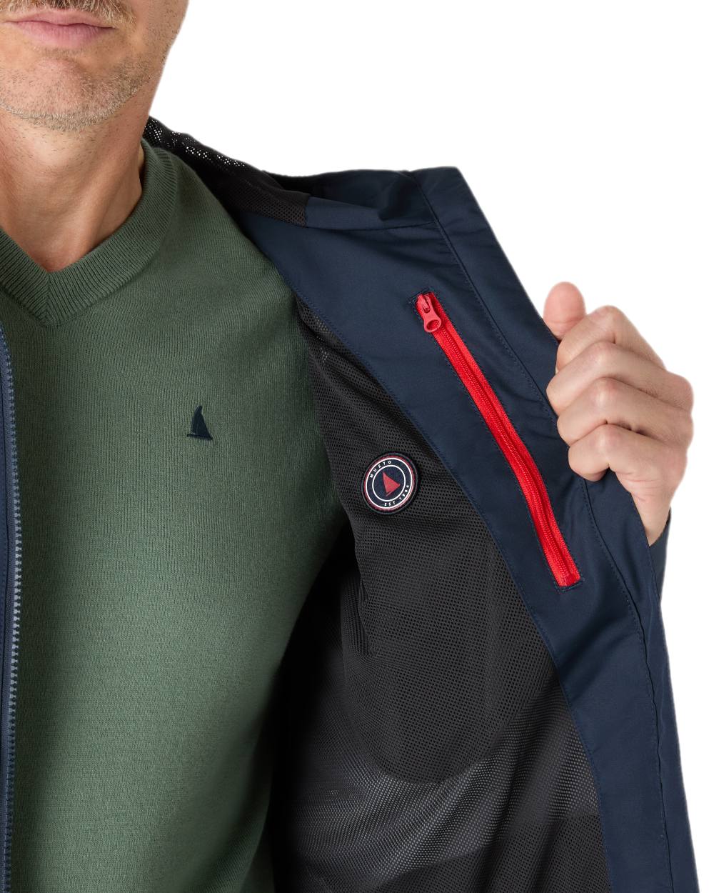 Navy Coloured Musto Mens Original Rain Jacket on white background 