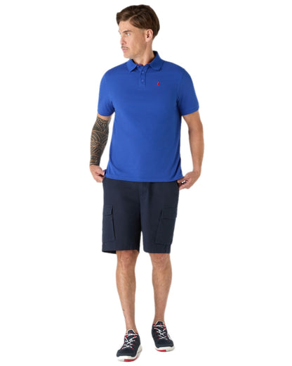 Mazarine Blue Coloured Musto Mens Original Short Sleeve Polo Shirt on white background
