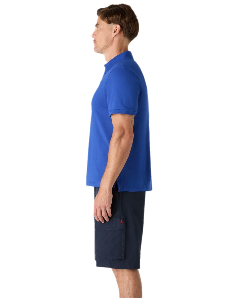 Mazarine Blue Coloured Musto Mens Original Short Sleeve Polo Shirt on white background
