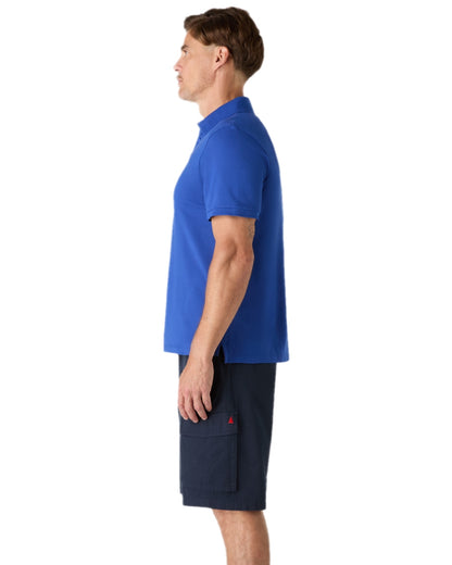 Mazarine Blue Coloured Musto Mens Original Short Sleeve Polo Shirt on white background
