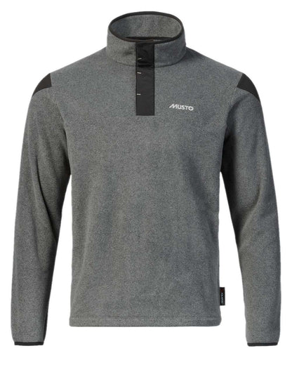 Dark Grey Marl Coloured Musto Mens Polartec Snap Pullover Fleece on white background 