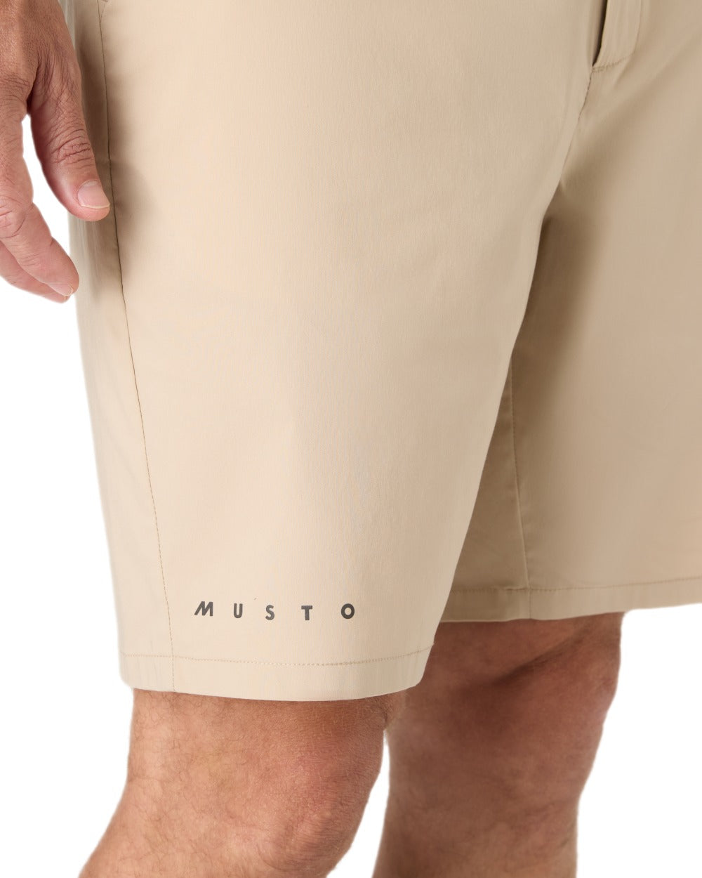 Beige Coloured Musto Mens Rib Fast Dry Shorts on white background 