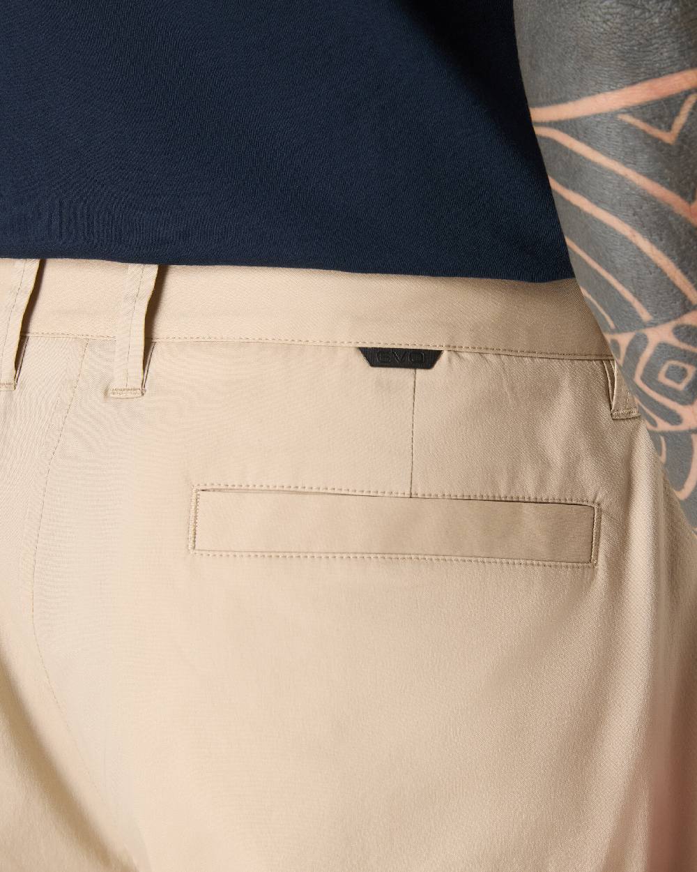Beige Coloured Musto Mens Rib Fast Dry Shorts on white background 