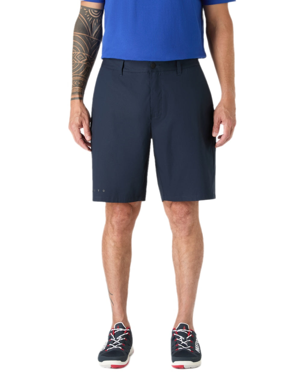 Navy Coloured Musto Mens Rib Fast Dry Shorts on white background 