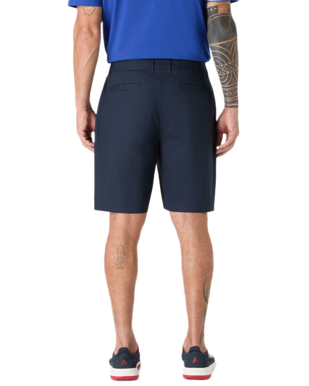 Navy Coloured Musto Mens Rib Fast Dry Shorts on white background 
