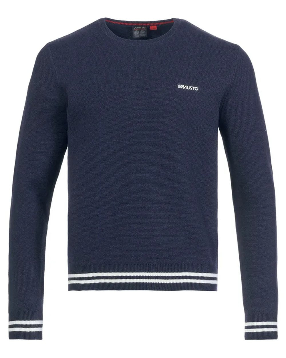 Navy coloured Musto Mens Salcombe Crew Knit on white background 