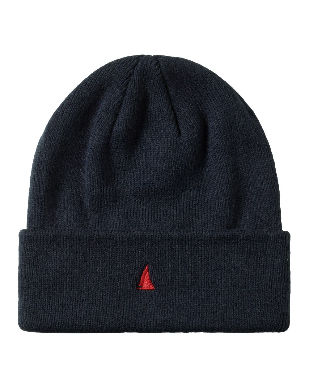 Navy Coloured Musto Original Beanie on white background 
