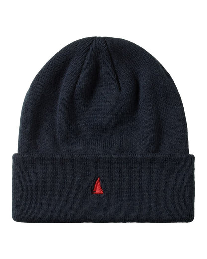 Navy Coloured Musto Original Beanie on white background 