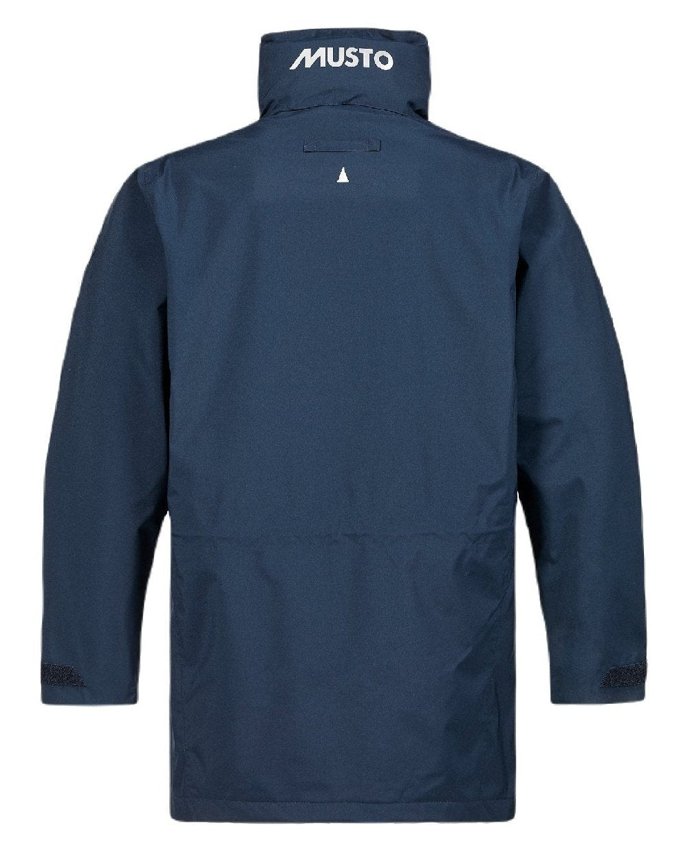 Navy coloured Musto Sardinia Long Rain Jacket on white background 