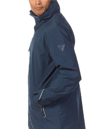 Navy coloured Musto Sardinia Long Rain Jacket on white background 