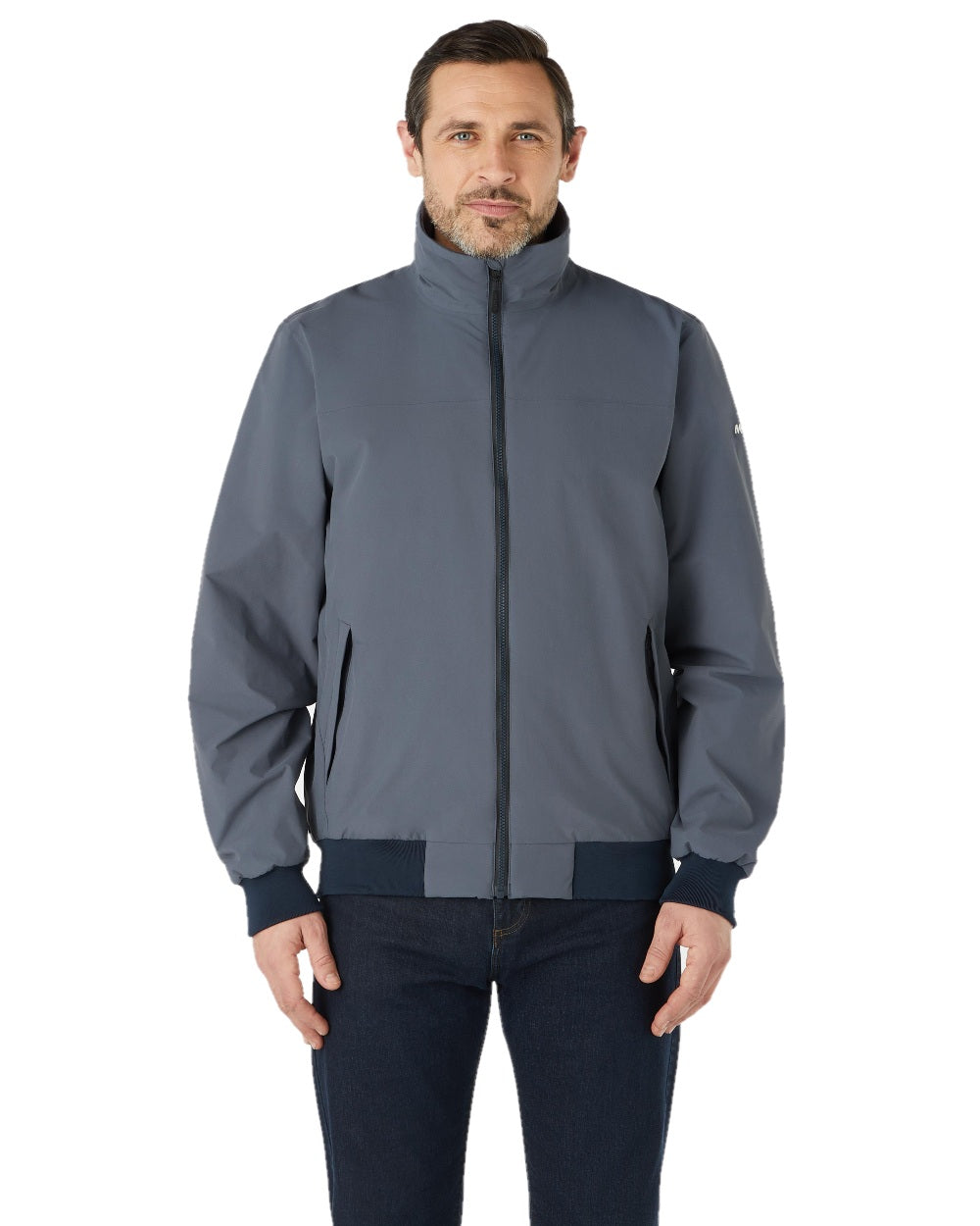 Ombre Blue Cinder coloured Musto Snug Blouson Jacket 2.0 on white background 