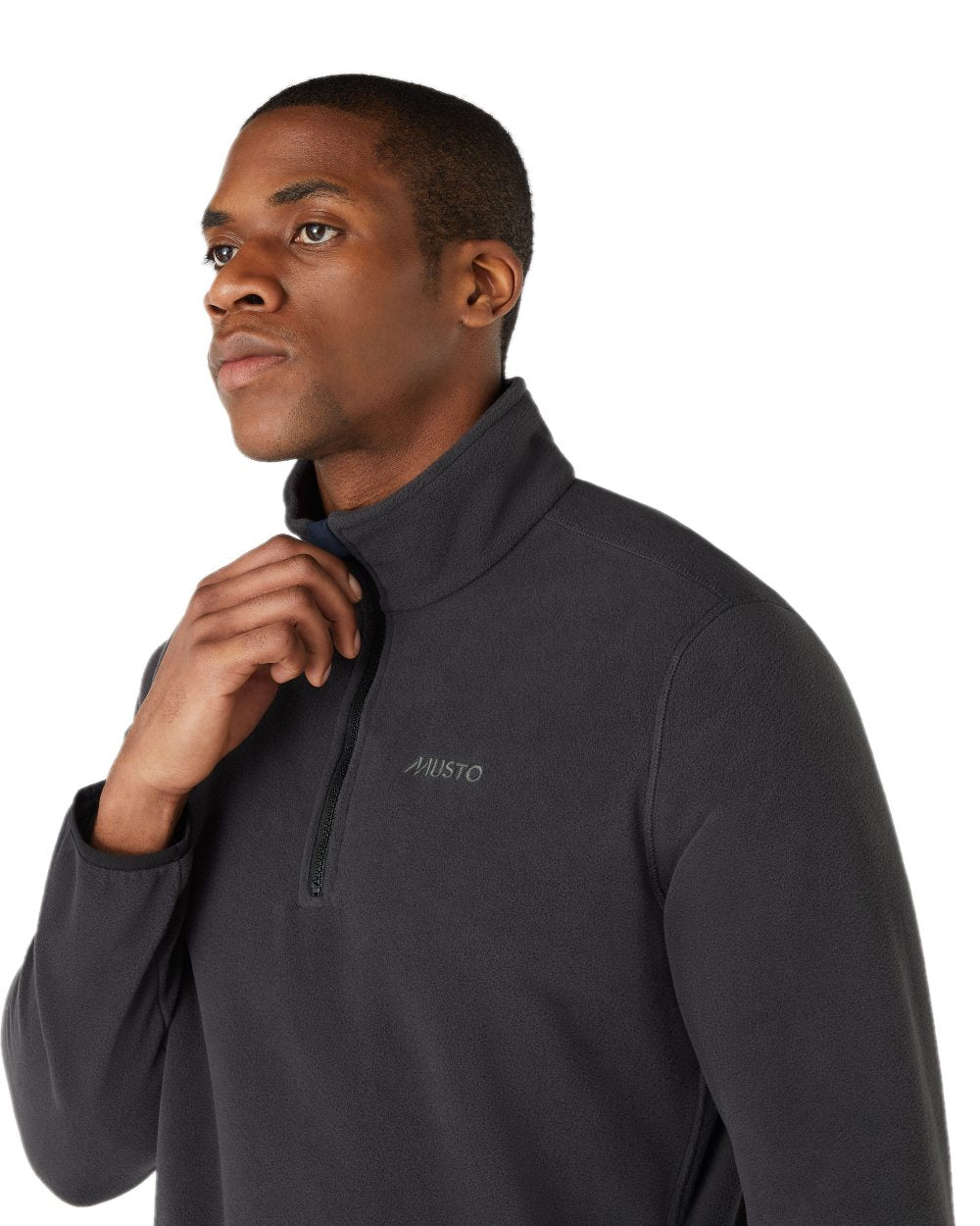 Carbon coloured Musto Snug Fleece 2.0 on white background 