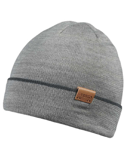 Grey Melange Coloured Musto Tipped Beanie &amp; Scarf Gift Set on white background 