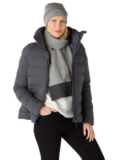 Grey Melange Coloured Musto Tipped Beanie &amp; Scarf Gift Set on white background 