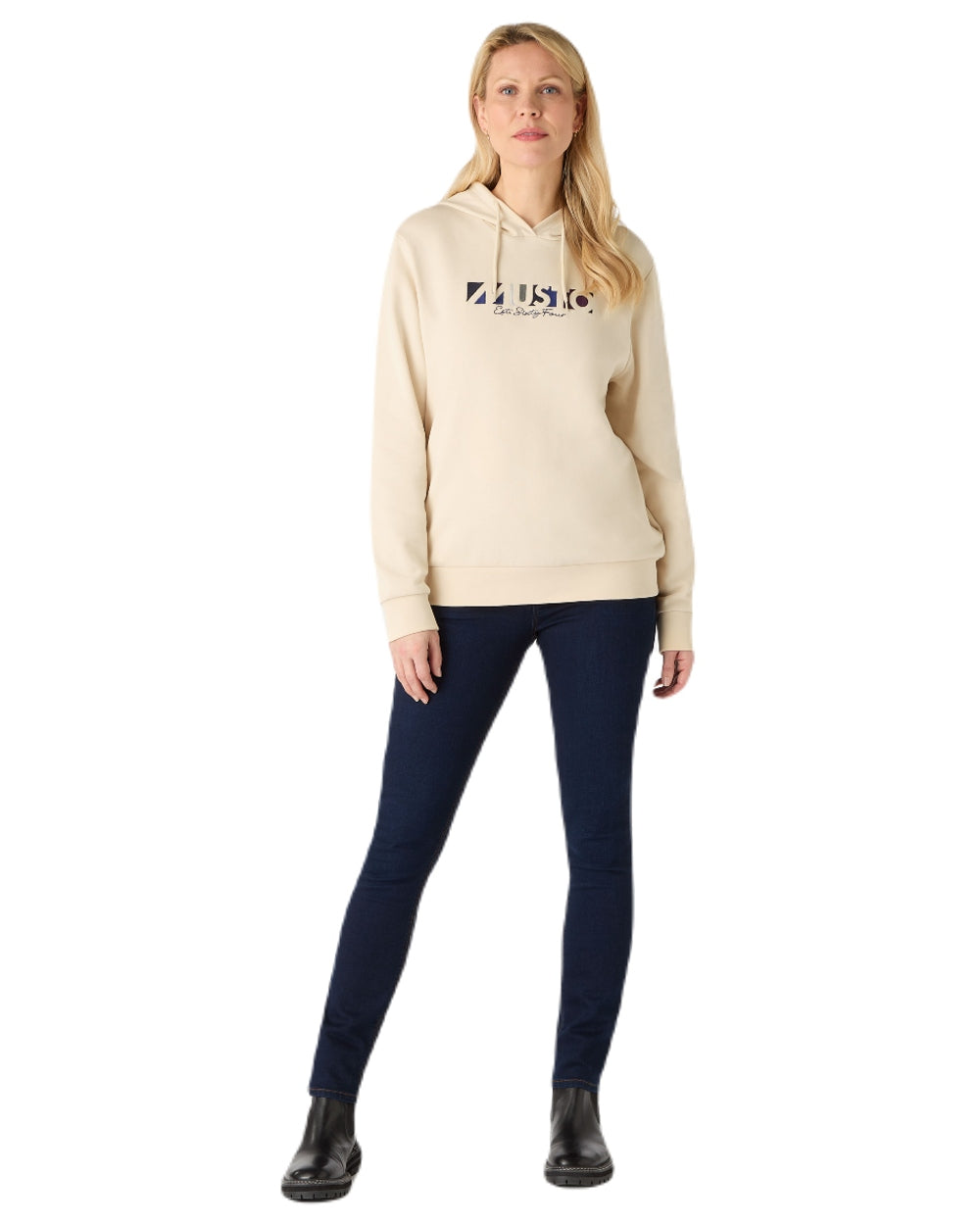 Oat Coloured Musto Womens 1964 Hoodie On A White Background 