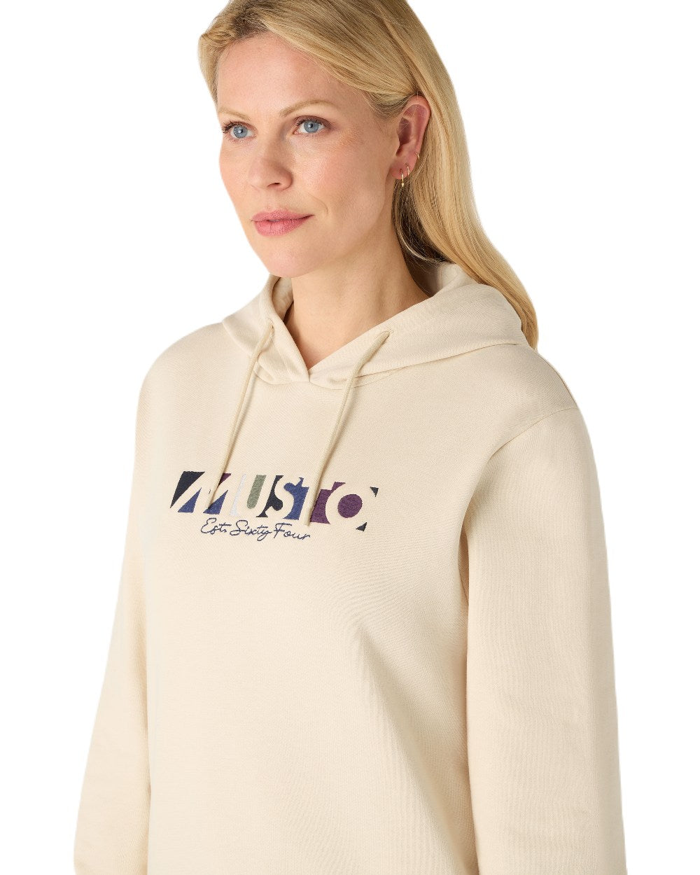 Oat Coloured Musto Womens 1964 Hoodie On A White Background 