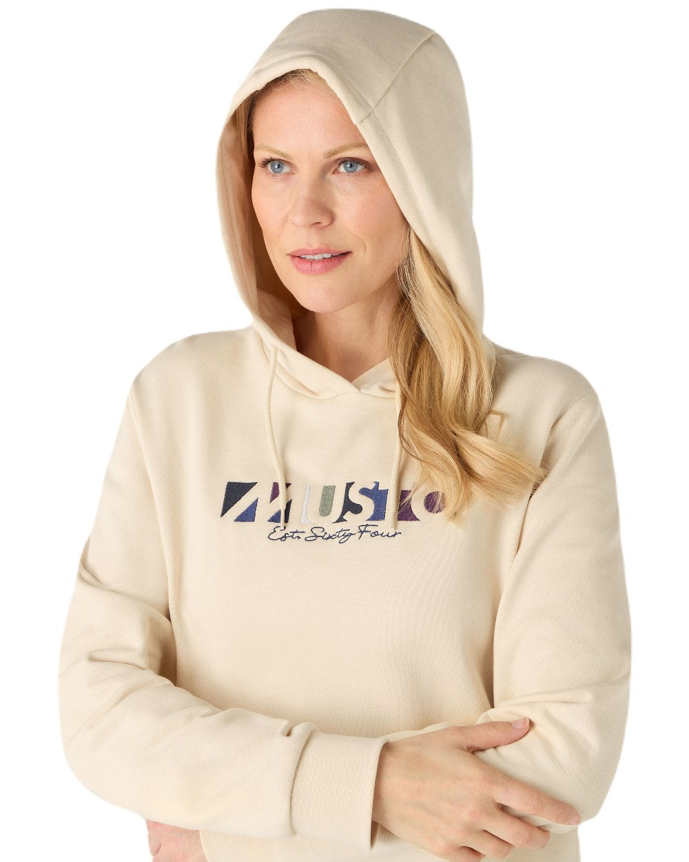 Oat Coloured Musto Womens 1964 Hoodie On A White Background 