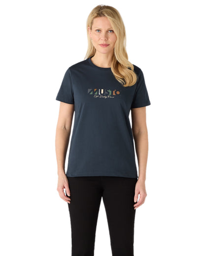 Navy Coloured Musto Womens 1964 Short Sleeve T-Shirt On A White Background 