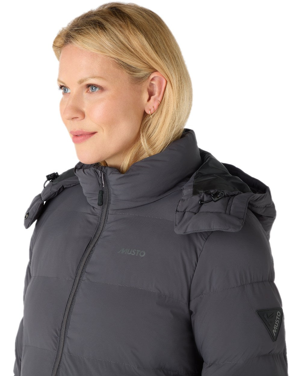 Carbon Coloured Musto Womens Active Puffer Coat on white background 