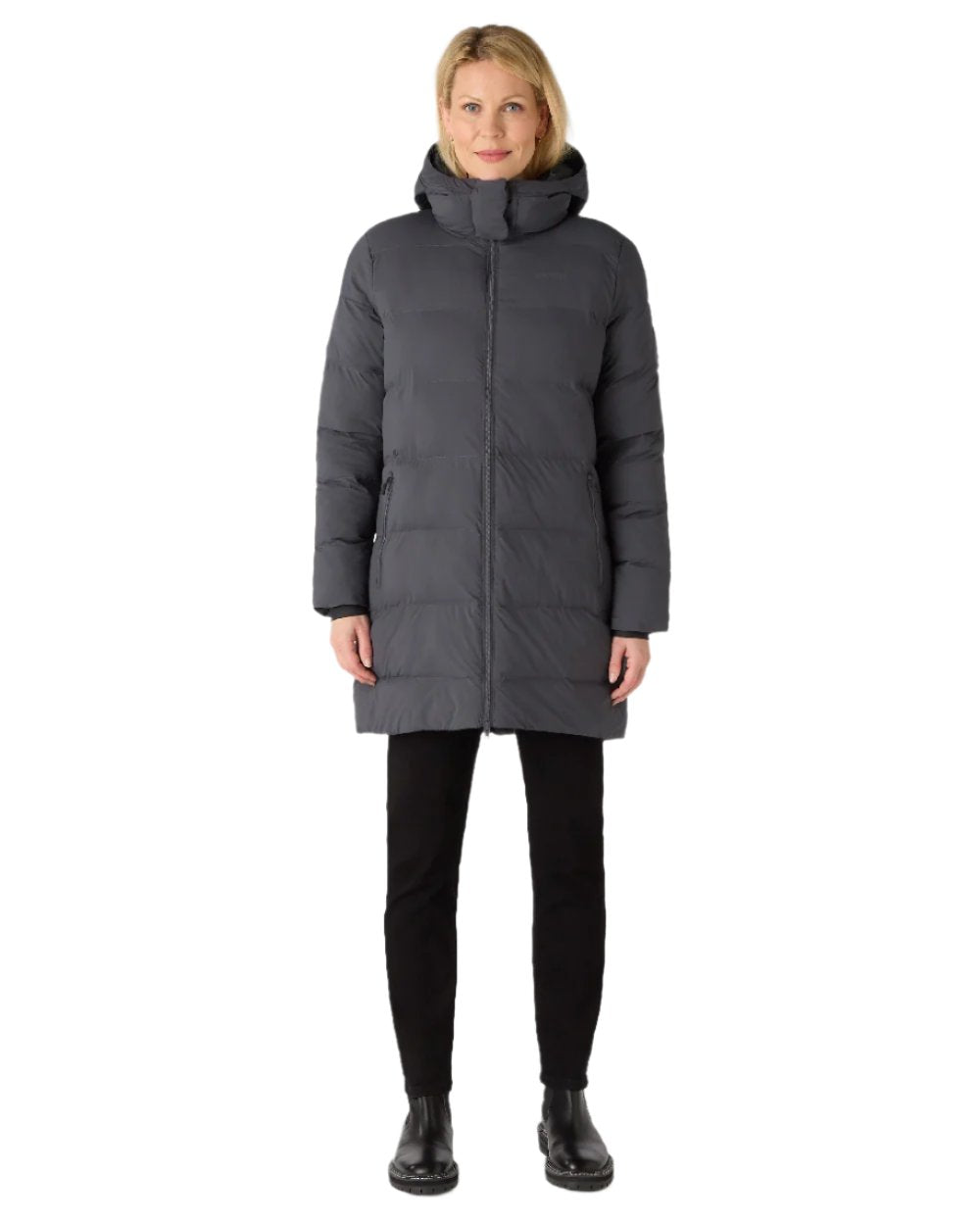 Carbon Coloured Musto Womens Active Puffer Coat on white background 