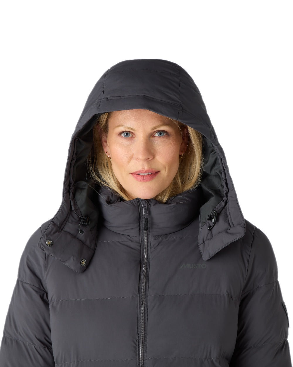 Carbon Coloured Musto Womens Active Puffer Coat on white background 