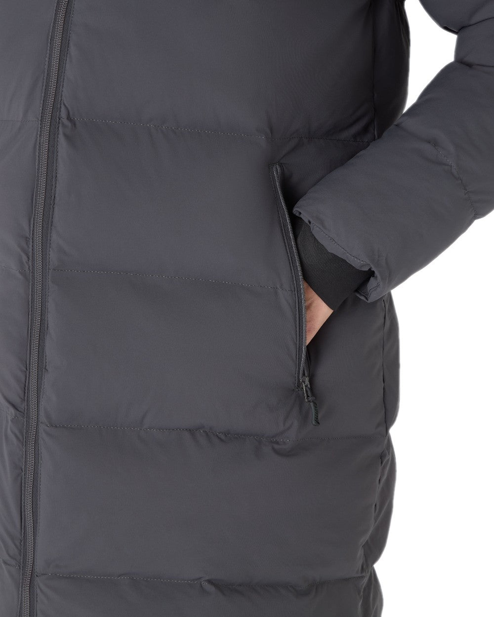 Carbon Coloured Musto Womens Active Puffer Coat on white background 