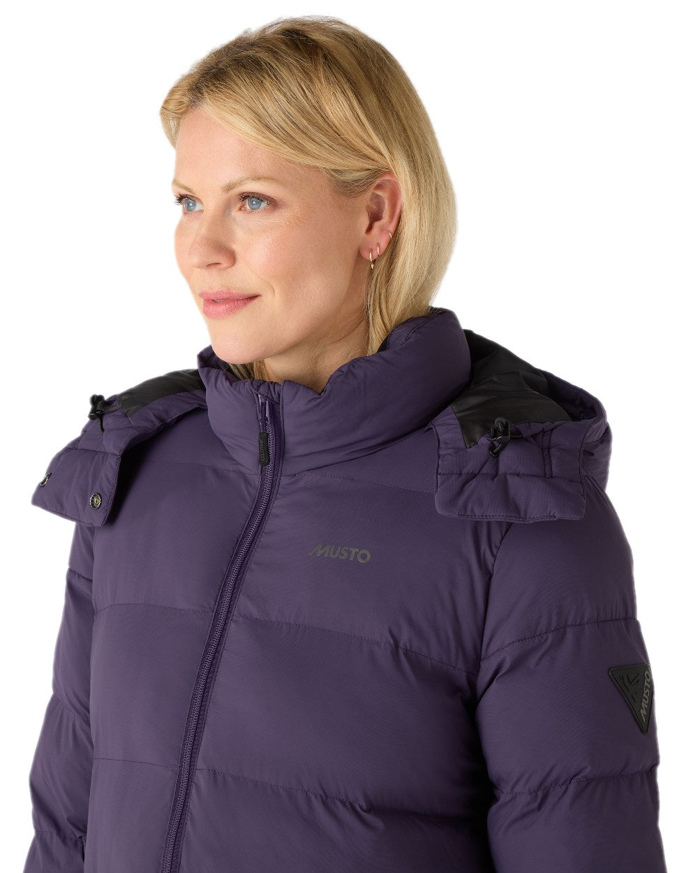 Mulberry Coloured Musto Womens Active Puffer Coat on white background 