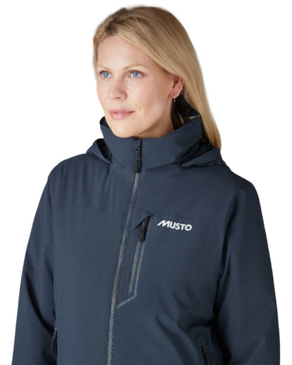 True Navy Coloured Musto Womens Br1 Primaloft Midlayer Jacket on white background 