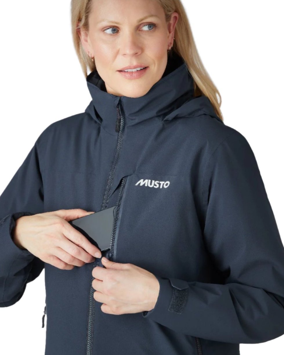 True Navy Coloured Musto Womens Br1 Primaloft Midlayer Jacket on white background 