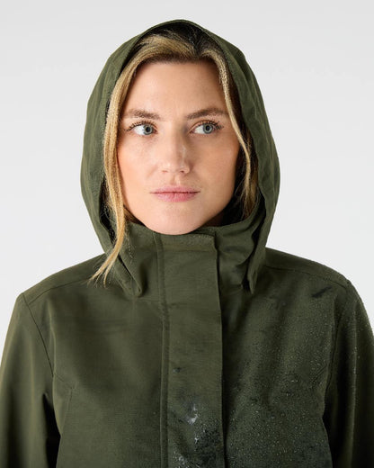 Deep Green Coloured Musto Womens Burnham Waterproof Jacket on White Background 