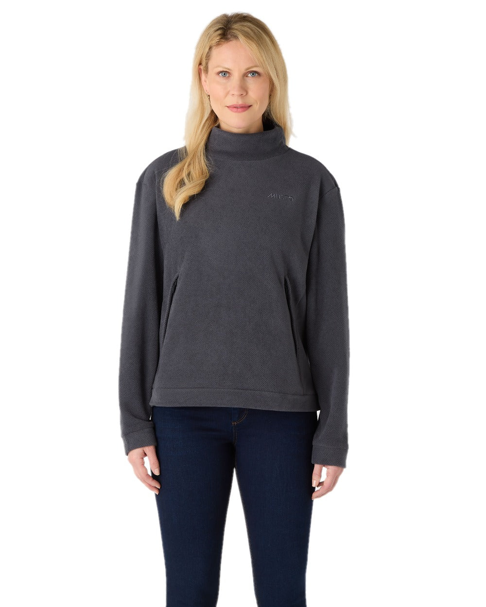 Carbon Coloured Musto Womens Classic Fleece Pullover On A White Background 