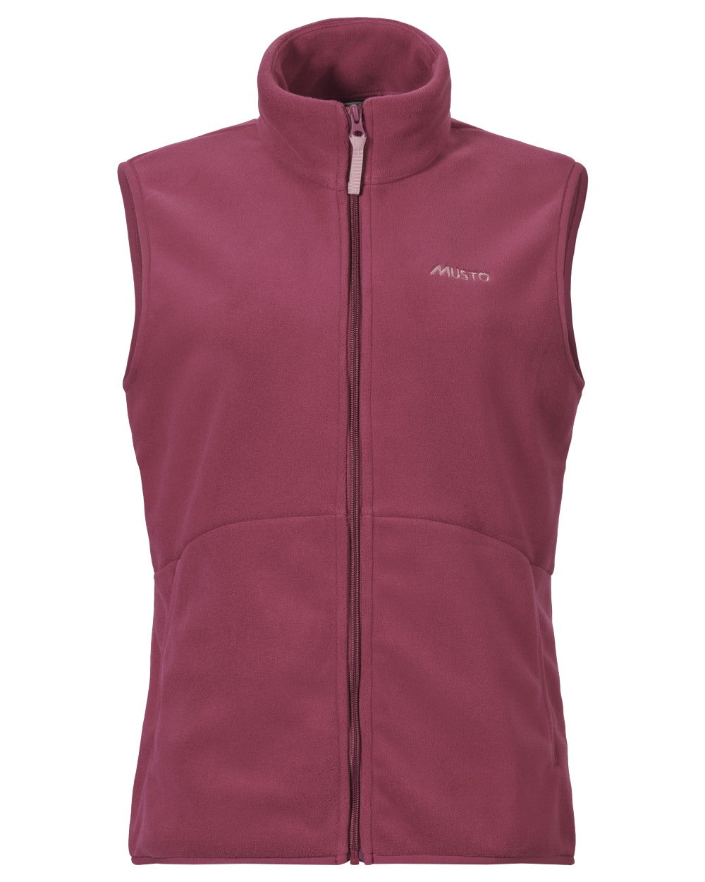 Very Berry coloured Musto Womens Classic Fleece Vest on white background 