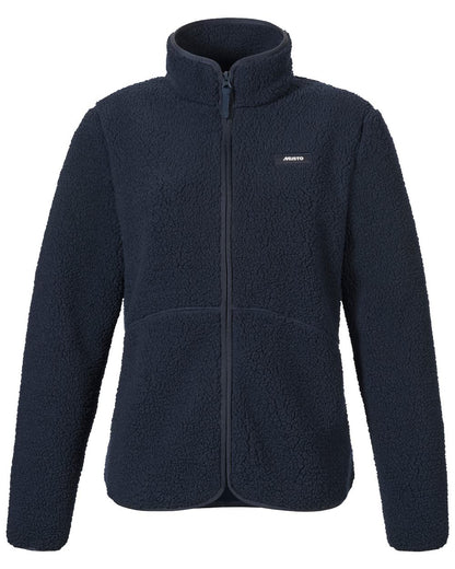 Navy coloured Musto Womens Cover Deep Pile Fleece Jacket on white background 