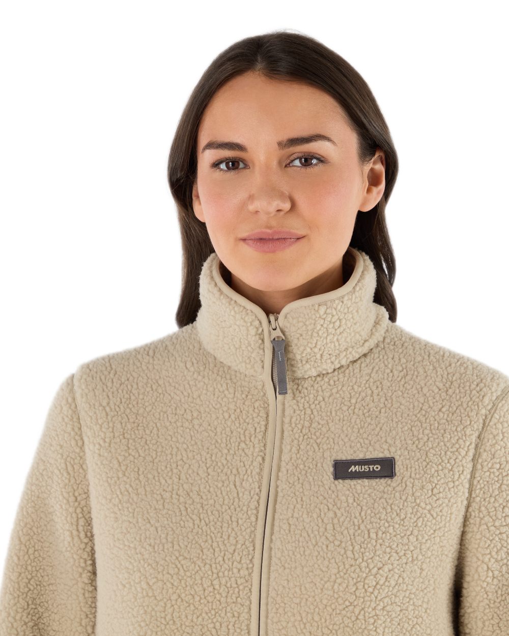 Pure Cashmere Coloured Musto Womens Cover Deep Pile Fleece Jacket on white background 