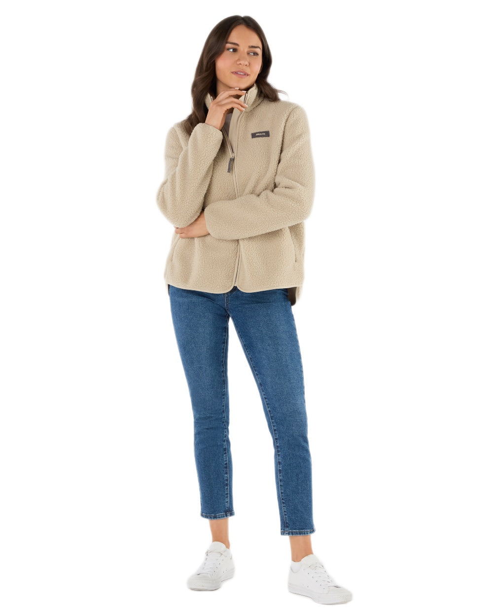 Pure Cashmere Coloured Musto Womens Cover Deep Pile Fleece Jacket on white background 
