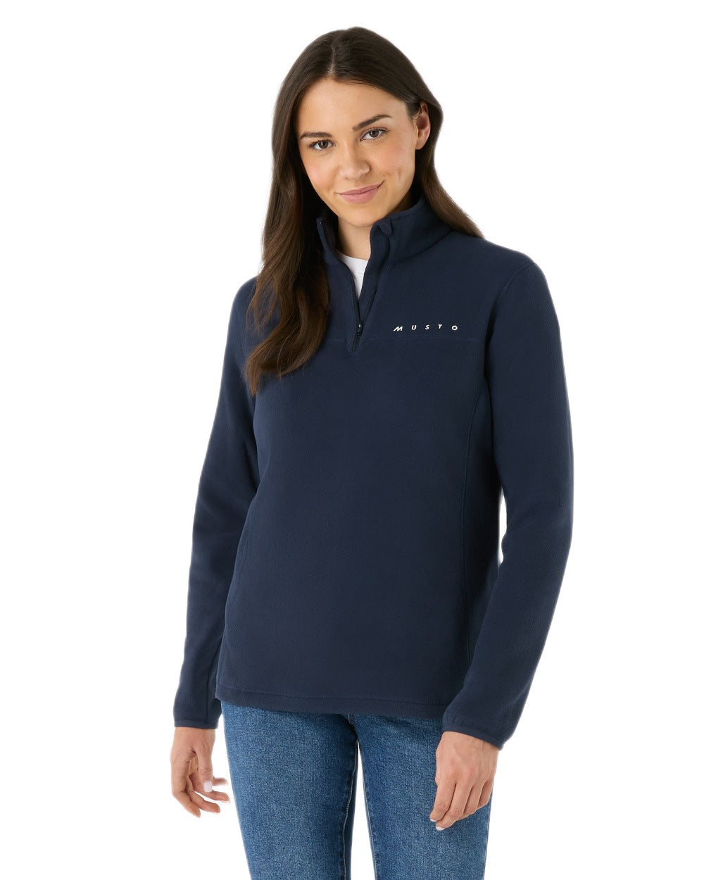 Navy Coloured Musto Mens Cover Deep Pile Fleece Vest on white background 