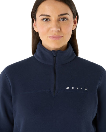 Navy Coloured Musto Mens Cover Deep Pile Fleece Vest on white background 