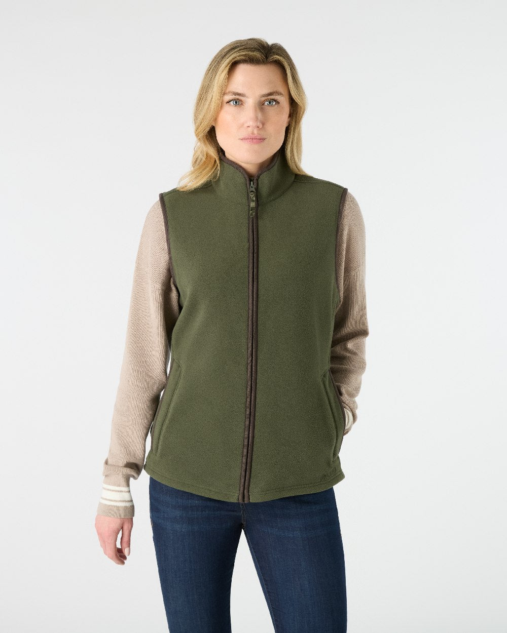 Deep Green Coloured Musto Womens Fenland 200 Polartec Vest on White Background 