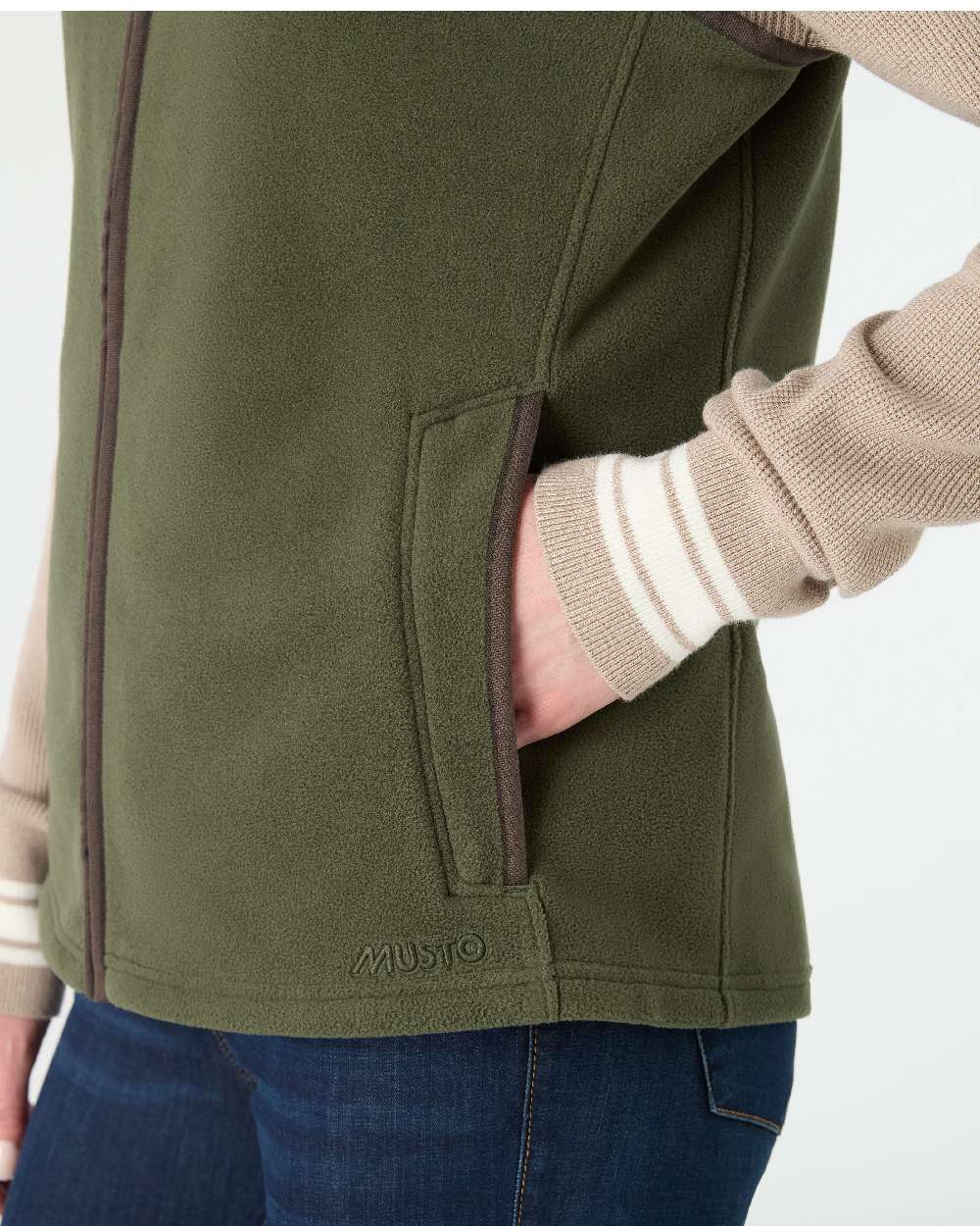 Deep Green Coloured Musto Womens Fenland 200 Polartec Vest on White Background 